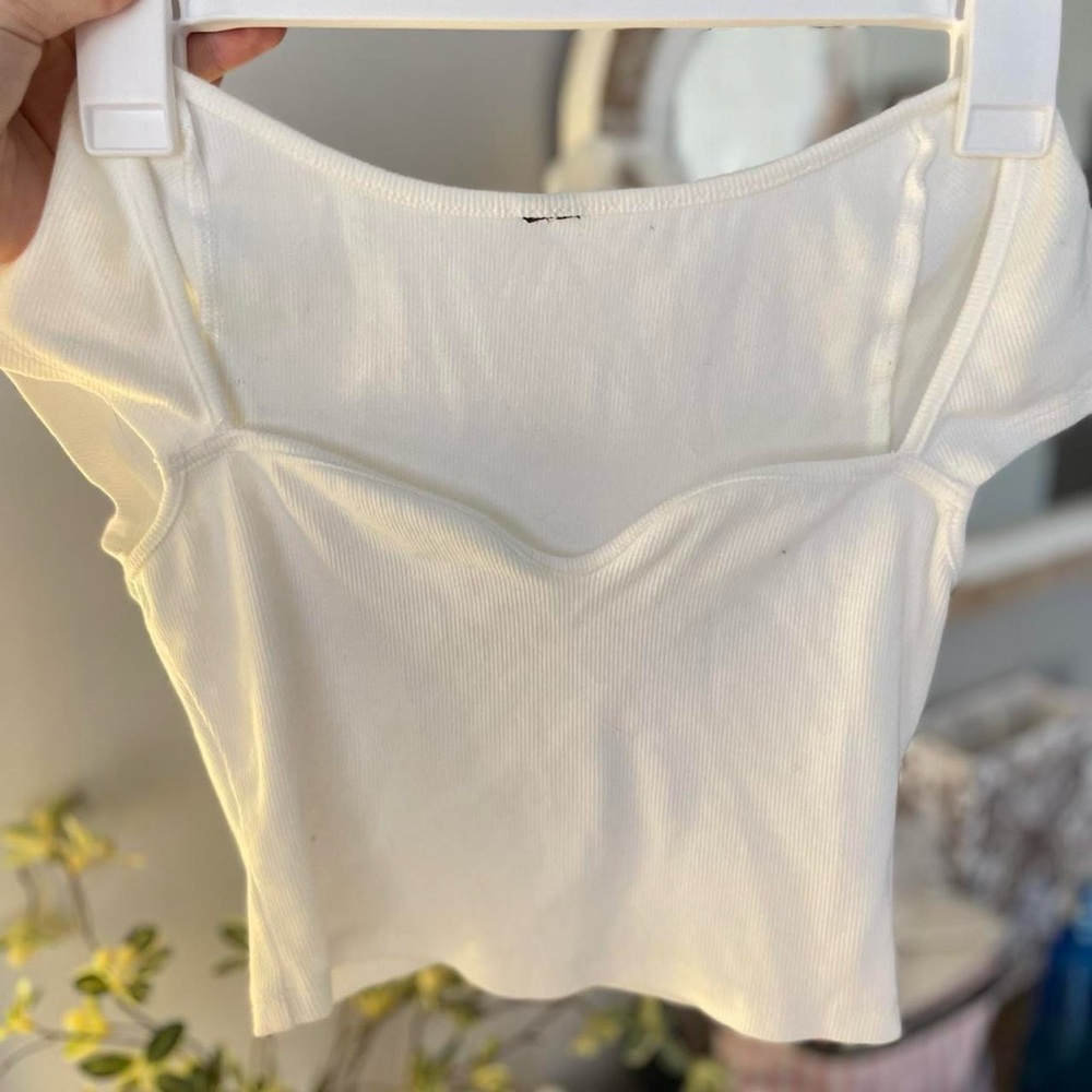 White Ribbed Crop Top